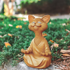 Happy Cat Buddha Outdoor Statue