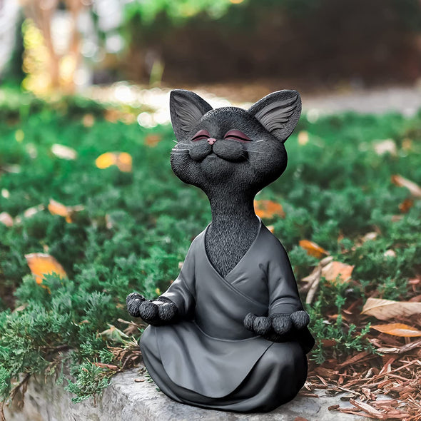 Happy Cat Buddha Outdoor Statue