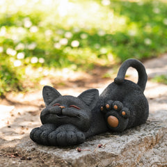 Happy Cat Lounging Garden Statue